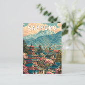 Sapporo Japan Travel Art Vintage Briefkaart (Staand voorkant)