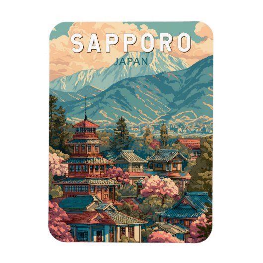 Sapporo Japan Travel Art Vintage Magneet (Verticaal)