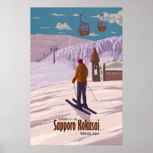 Sapporo Kokusai Japan Ski Resort Reisposter Poster