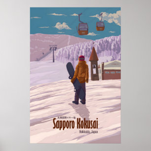 Sapporo Kokusai Japan Sneeuwboarden Reisposter Poster
