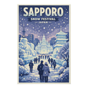Sapporo Sneeuwfestival in Japan Reizen Perfect Poster