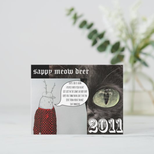 sappy meow feestdagenkaart (Staand voorkant)