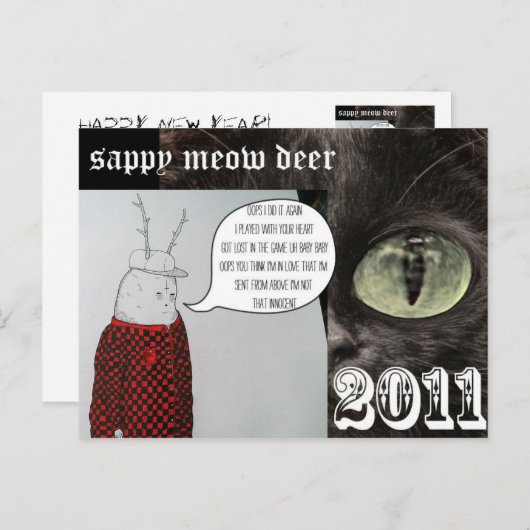 sappy meow feestdagenkaart (Voorkant / Achterkant)