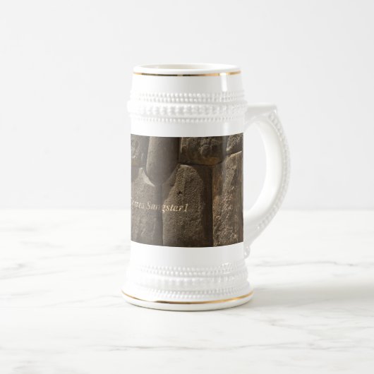 Saqsaywaman White/Gold 650 ml Stein Bierpul (Voorkant rechts)