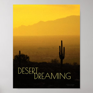 Saquaro Cactus Arizona Sunset Amber Yellow Poster