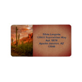 Saquaro Cactus Superstition Mountain Sunset Etiket (Voorkant)