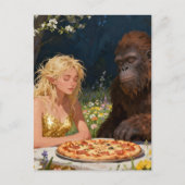 Saquatch en Feeën Pizza Feestje Briefkaart (Voorkant)