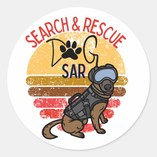 SAR K-9 Professional-honden zoeken en redden Ronde Sticker (Voorkant)