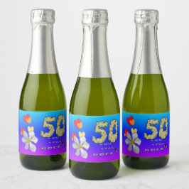 Sara 50e Jubileum Harten Mousserende Wijnetiketten Sparkling Wijnetiket