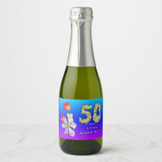 Sara 50e Jubileum Harten Mousserende Wijnetiketten Sparkling Wijnetiket (Voorkant)