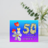 Sara 50ste Jubileum Harten Blauw Paarse Briefkaart (Staand voorkant)