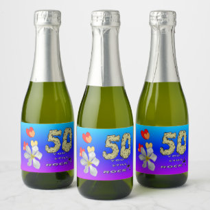 Sara 50th Jubileum Hearts Champagne Labels Sparkling Wijnetiket