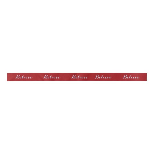 Sara Custom Matching Ribbon Believe Red Satijnen Lint (Voorkant)