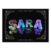 Sara - De naam Sara in 3D-lichten (foto) Foto Afdruk (Voorkant)