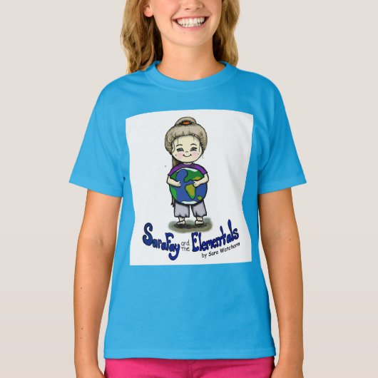 Sara Fay en Wereldbol Organic Cotton Girl's T-Shir T-shirt (Voorkant)