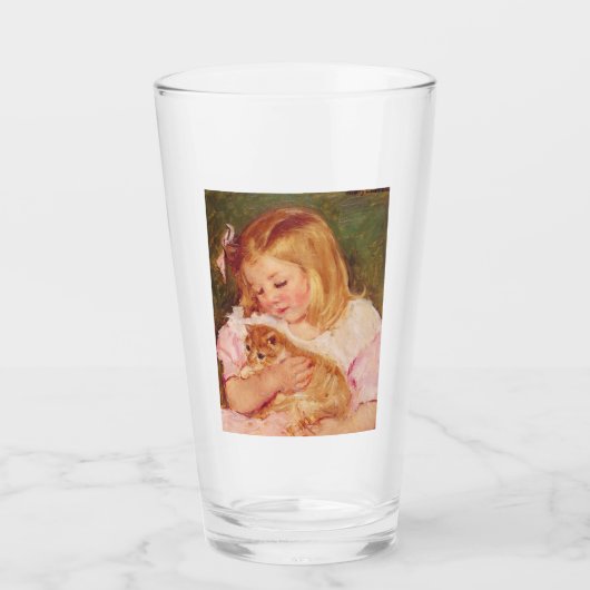 Sara Holding a Cat (door Mary Cassatt) Glas (Voorkant)