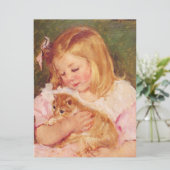 Sara Holding a Cat (door Mary Cassatt) Kaart (Staand voorkant)