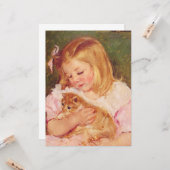 Sara Holding a Cat (door Mary Cassatt) Kaart (Voorkant / Achterkant in situ)