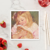 Sara Holding a Cat (door Mary Cassatt) Servet (Insitu)