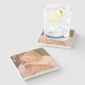 Sara Holding a Cat (door Mary Cassatt) Stenen Onderzetter (Zijkant)