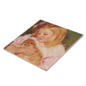 Sara Holding a Cat (door Mary Cassatt) Tegeltje (Zijkant)