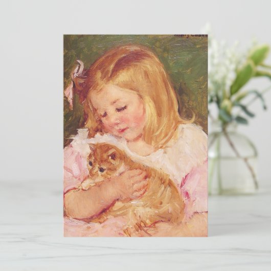 Sara Holding a Cat | Mary Cassatt (Staand voorkant)