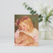 Sara Holding a Cat | Mary Cassatt Briefkaart (Staand voorkant)