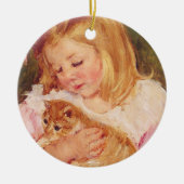 Sara Holding a Cat | Mary Cassatt Keramisch Ornament (Voorkant)