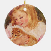 Sara Holding a Cat | Mary Cassatt Keramisch Ornament (Achterkant)