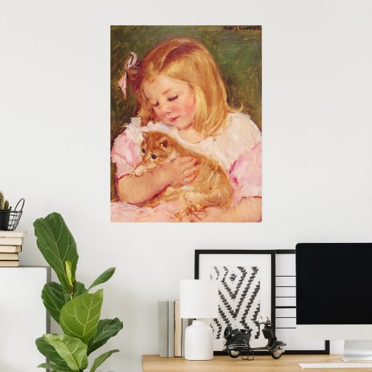Sara Holding Cat, Mary Cassatt Poster (Thuiskantoor)
