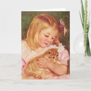 Sara houdt een kat bij. Mary Cassatt 1908 Kaart