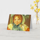 Sara in een Green Bonnet. c. 1901, Mary Cassatt Kaart (Gele Bloem)