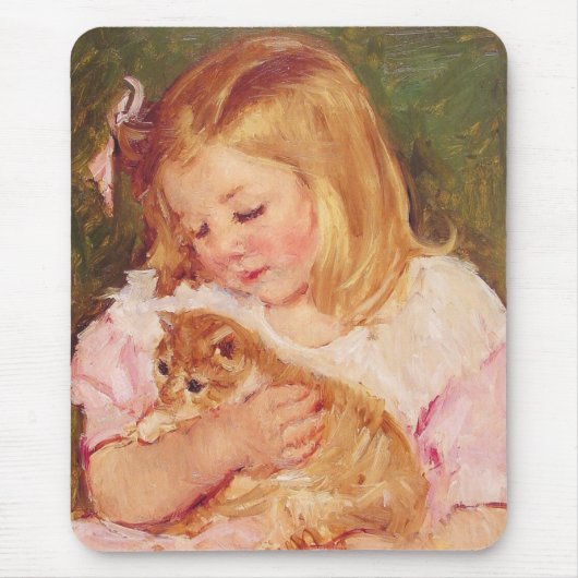 Sara met een kat (door Mary Cassatt) Muismat (Voorkant)