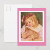 Sara met een kat, van Mary Cassatt. Feestdagenkaart (Voorkant / Achterkant)