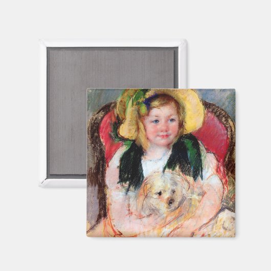 Sara met haar hond, Cassatt Magneet (Voorkant / Achterkant)