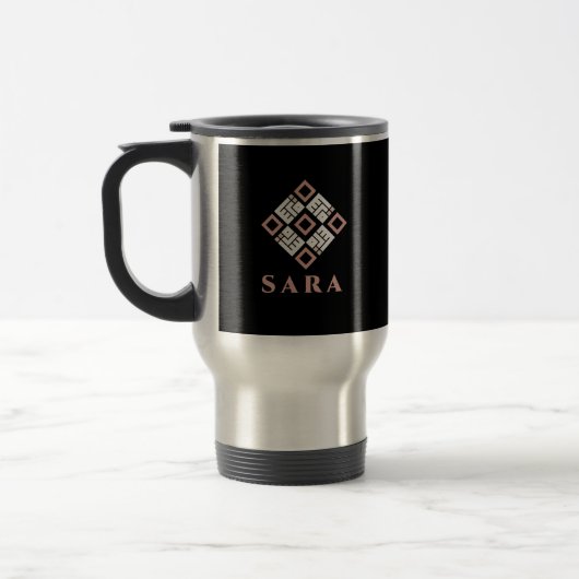 SARA Naam Mok | Modern Geometrisch Kufisch Patroon (Links)
