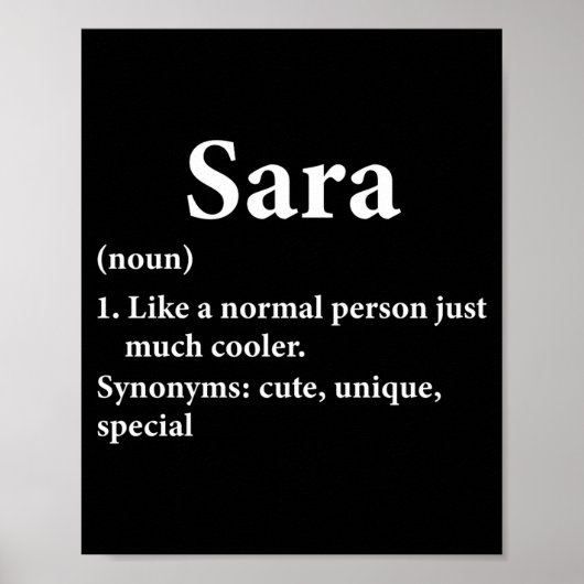 Sara Name Definition Funny D  Poster (Voorkant)