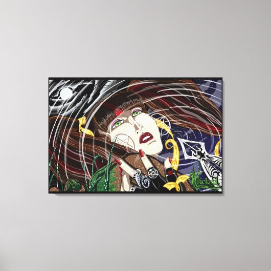 Sara Roos bij de vijver Uitgestrekte Canvas Prints (Voorkant)