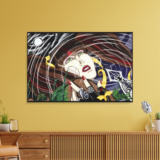 Sara Roos bij de vijver Uitgestrekte Canvas Prints (Insitu (Woonkamer))