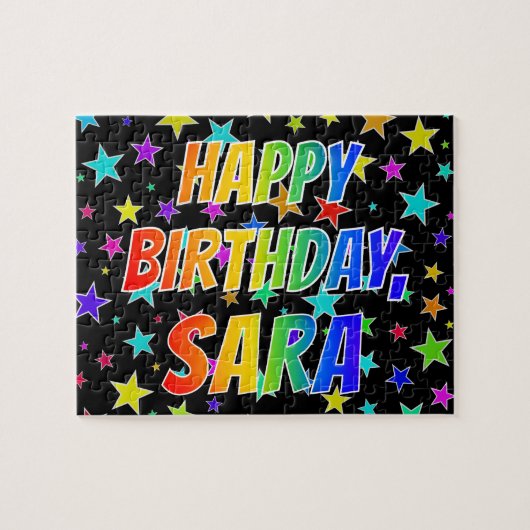 "SARA" Voornaam, Fun "HAPPY BIRTHDAY" Legpuzzel (Horizontaal)