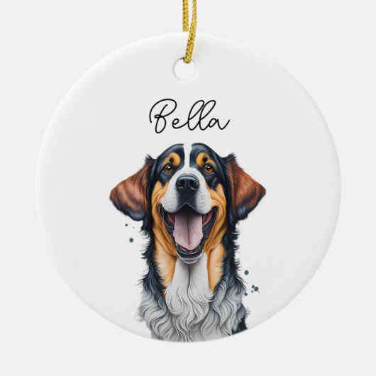 Sarabi Dog Pet Custom Name Vakantie Kerstmis Keramisch Ornament (Voorkant)