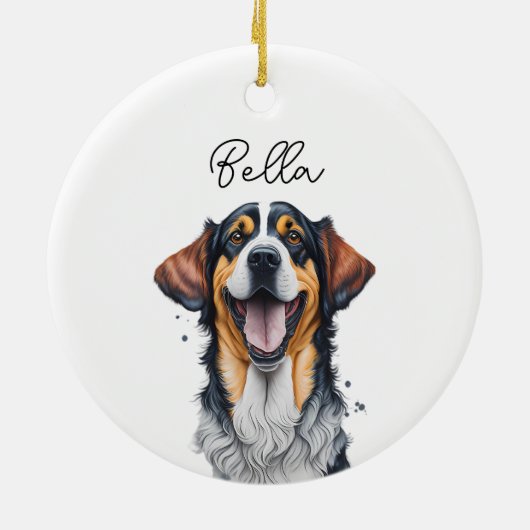 Sarabi Dog Pet Custom Name Vakantie Kerstmis Keramisch Ornament (Achterkant)