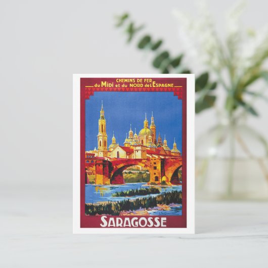 Saragosse, Spanje, stad, oud briefkaart (Staand voorkant)