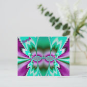 SARAH ~ 3D Fractal Design Pattern ~ Green Paars Briefkaart (Staand voorkant)