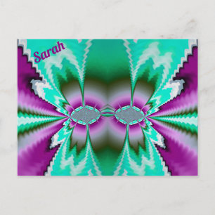 SARAH ~ 3D Fractal Design Pattern ~ Green Paars Briefkaart
