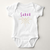 Sarah Baby Name Romper Sunshine Boho Hippie Gift (Voorkant)