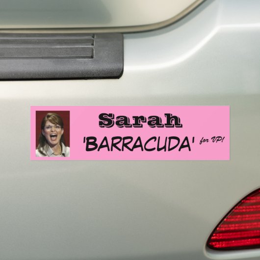 Sarah 'Barracuda' voor VP! Bumpersticker (Op auto)