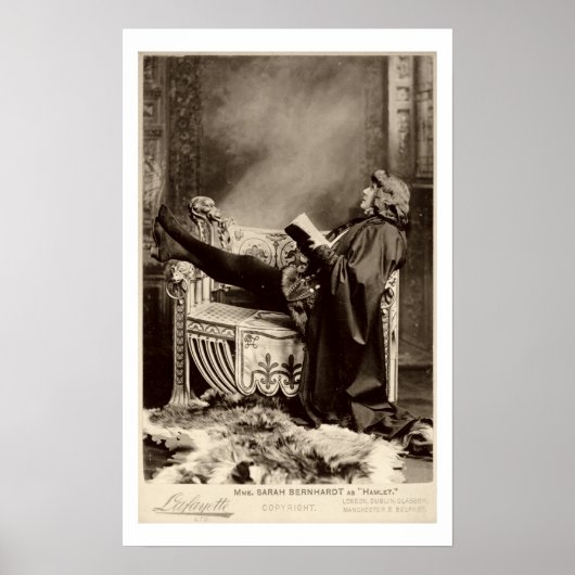 Sarah Bernhardt (1844-1923) als Hamlet in 1899 Poster (Voorkant)
