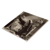 Sarah Bernhardt (1844-1923) als Hamlet in 1899 Tegeltje (Zijkant)