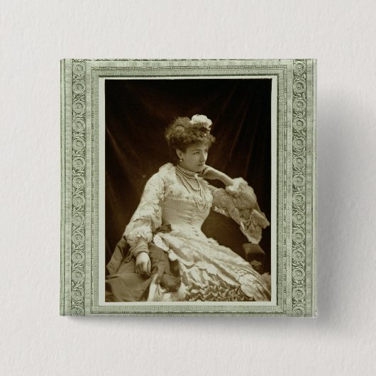 Sarah Bernhardt (1844-1923), van 'Galerie Contemp Vierkante Button 5,1 Cm (Voorkant)